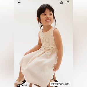 H&M Cream Crochet muslin Dress for Girls